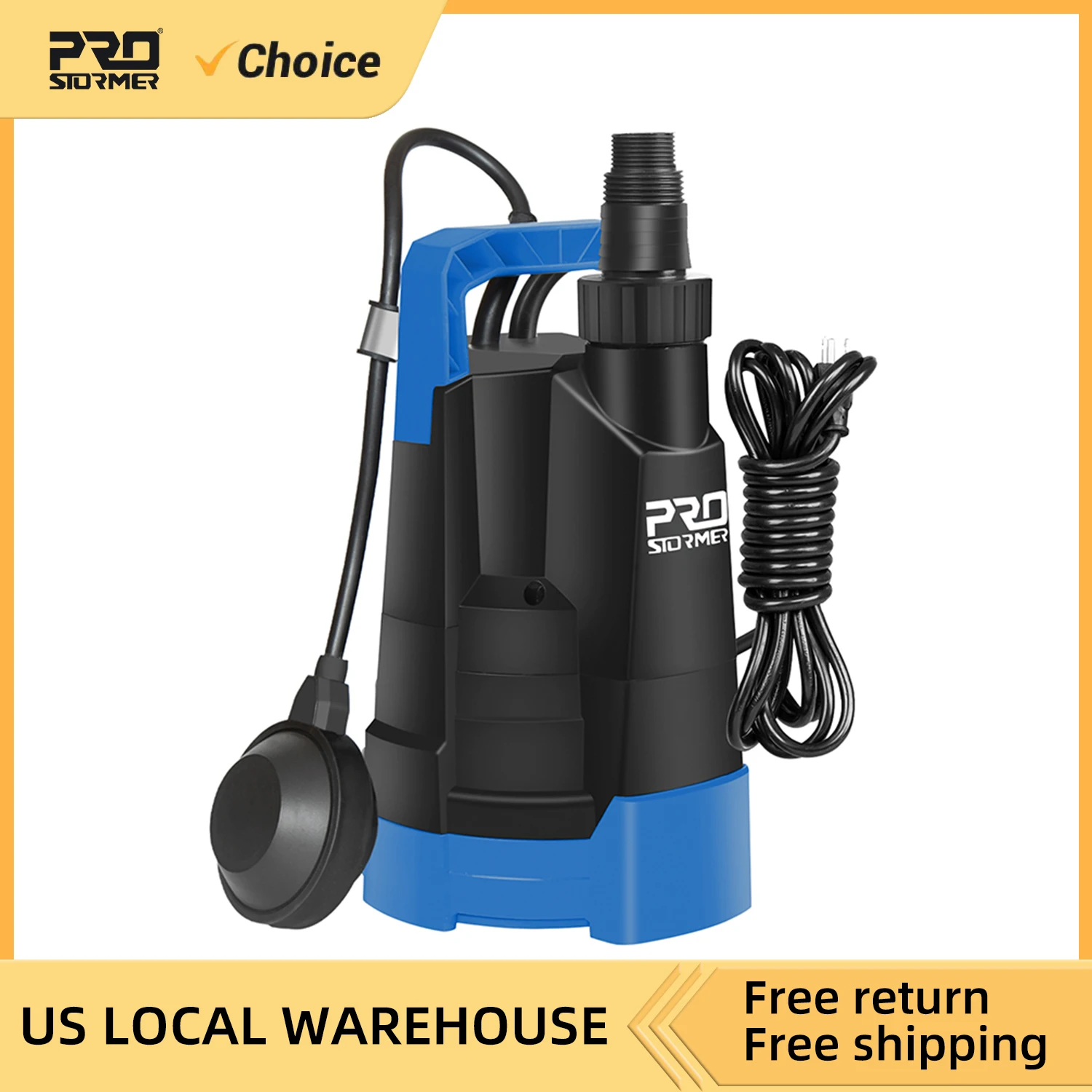 

3430GPH 1HP Water Pump Submersible Portable Clean Water Pumpe with Automatic Float Switch for Swimming Pool