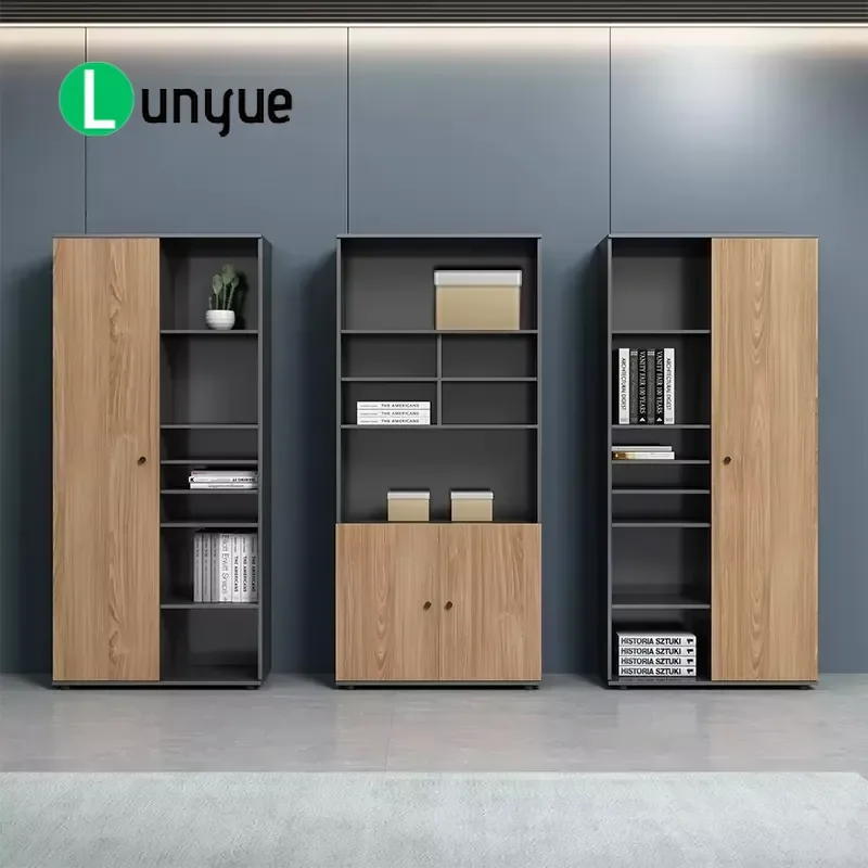 Modern Solid Wood File Cabinet with Metal Steel Frame Lockable Short Data Locker Office Furniture for Home Business Storage