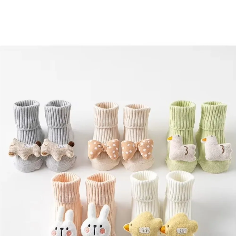 3D Cartoon Design Baby Crew Socks A Grade Cotton Non-Slip Sole Infant Toddler Socks Mid-Calf Length 0-3 Years Size