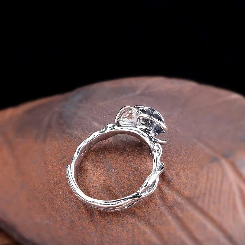 925 Sterling Silver Ring Vintage Rose Flowerfor Women Cassic Wedding Jewelry Silver Bands Fine Fashion Gift Party High Quality - view 4