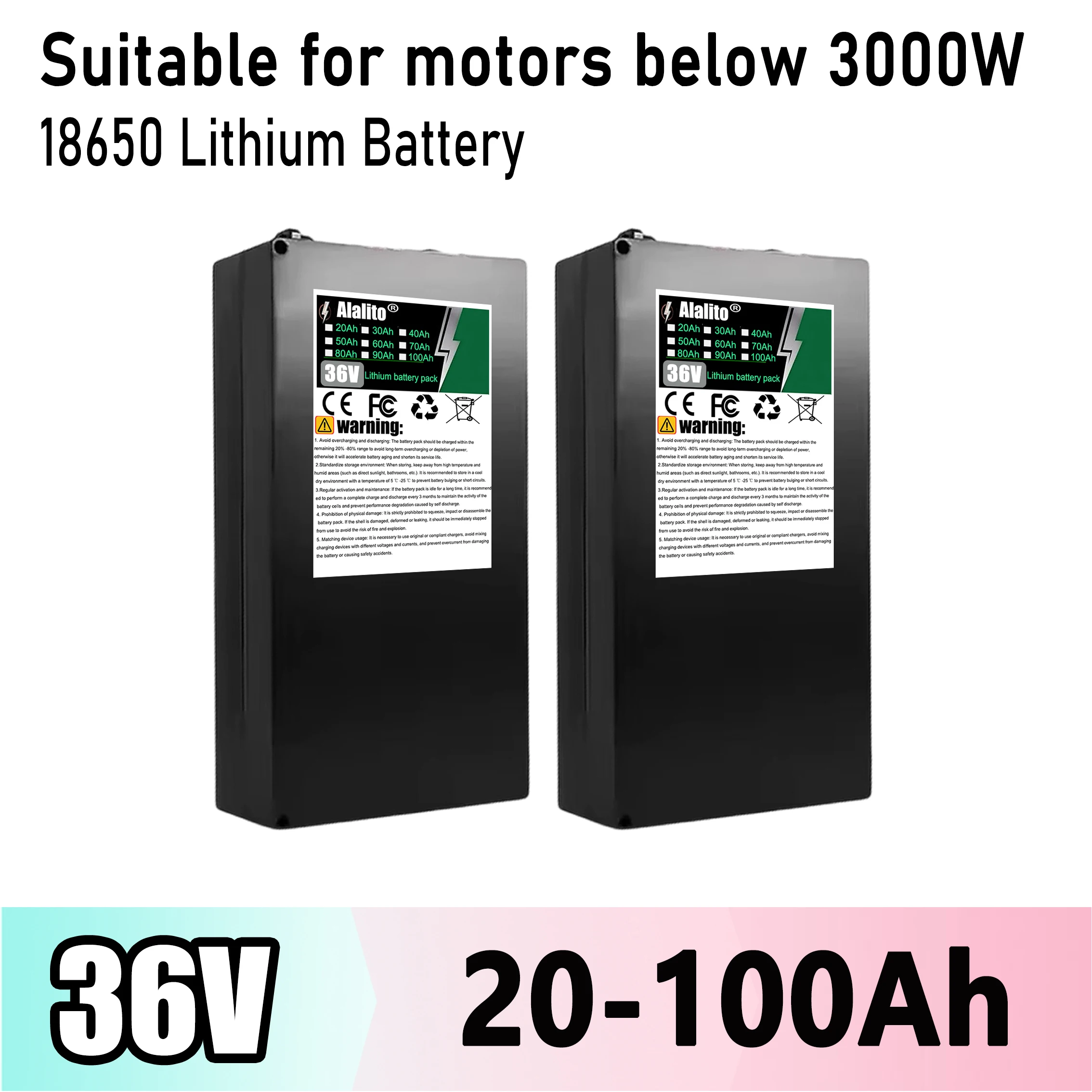 

Air rapid transportation, 36V 20Ah-100Ah, multiple capacity options, suitable for motors below 3000W