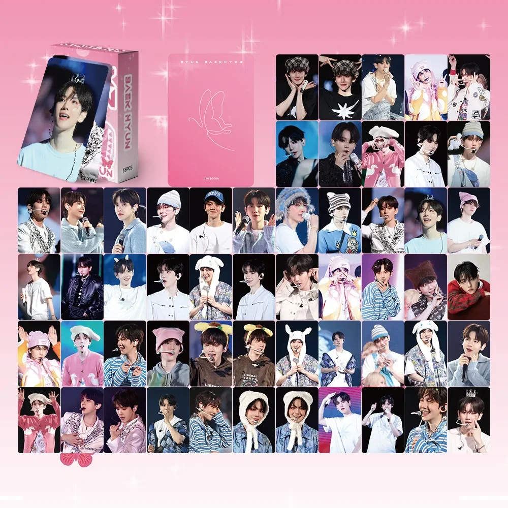 55 قطعة من بطاقات الصور المجسمة للحفلات الموسيقية BAEKHYUN - بضائع ألبوم K-pop اللامعة بالليزر، يجب اقتناؤها (متجر Anime Worlds)