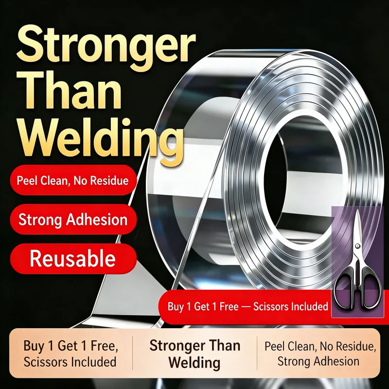 Transparent Nano Double Sided Tape, High Viscosity Reusable Waterproof No Trace Adhesive Tape, Washable Heavy Duty Wall Mount St