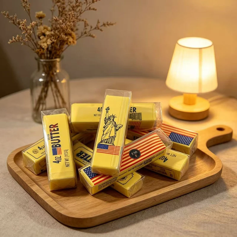 Squishy US-Version Käse-Butter-Stick Weiches Langsam Zurückfederndes Quetschspielzeug Stressabbau-Entlastungsblock Lustiges Realistisches Scherzartikel-Geschenk