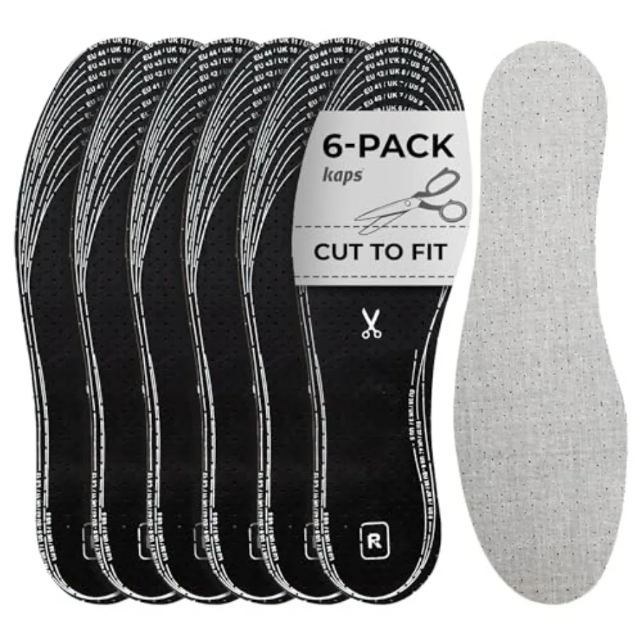

6 Pair Pack Anti Odour Shoe Insoles Set with Odor Eating Charcoal Shoe Inserts Odour Stop Cut to Size