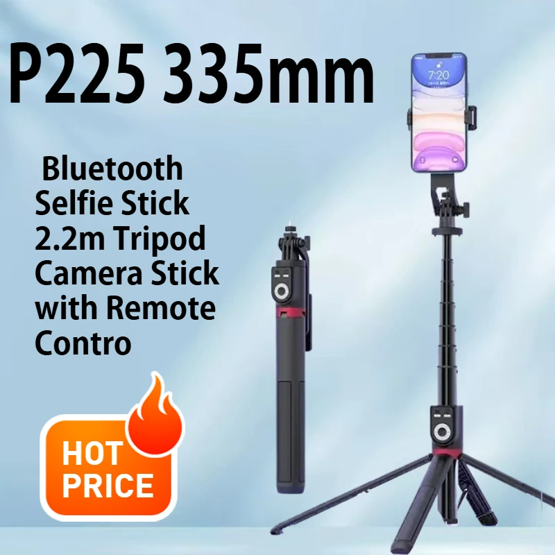 

P225 Bluetooth Selfie Stick 2.2m Tripod Camera Stick with Remote Control for Livestream Selfie Photography with Fill Light