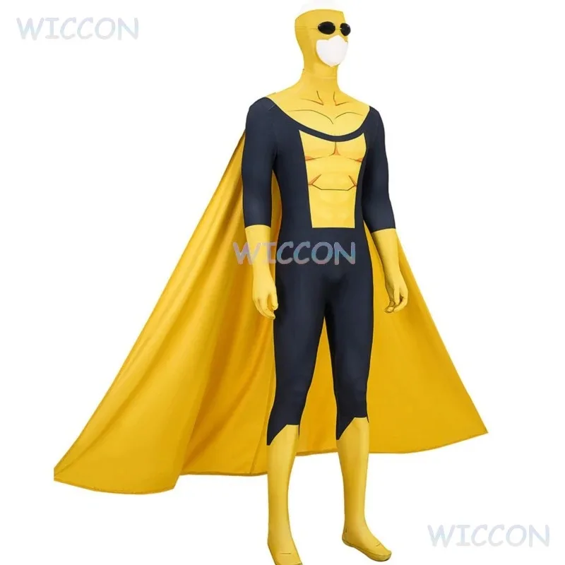 

asdh8@Invincible Mark Gson Cosplay Yellow Jumpsuit Cloak Superhero Cosplay Costume Anime Comic Bodysuit Halloween Men Boots WigC