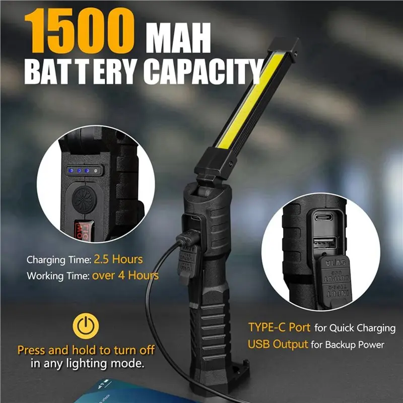 【RECOMENDAR】2X Multifunctional Work Light, Rechargeable Foldable Strong Emergency Light, Inspection Light, For Car Maintenance