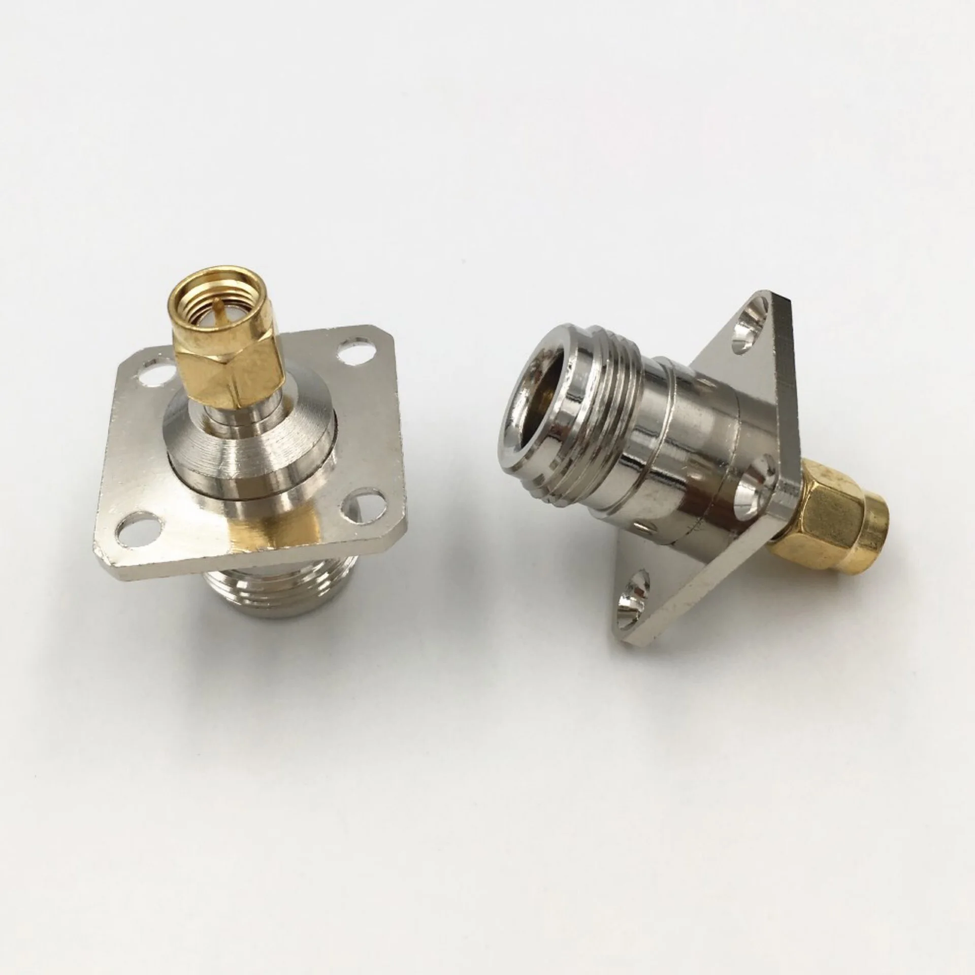 20 piezas N hembra a SMA macho conector de Panel de brida de 4 agujeros N SMA conector de soldadura Coaxial RF adaptador Coaxial de montaje en chasis N/SMA-KJF