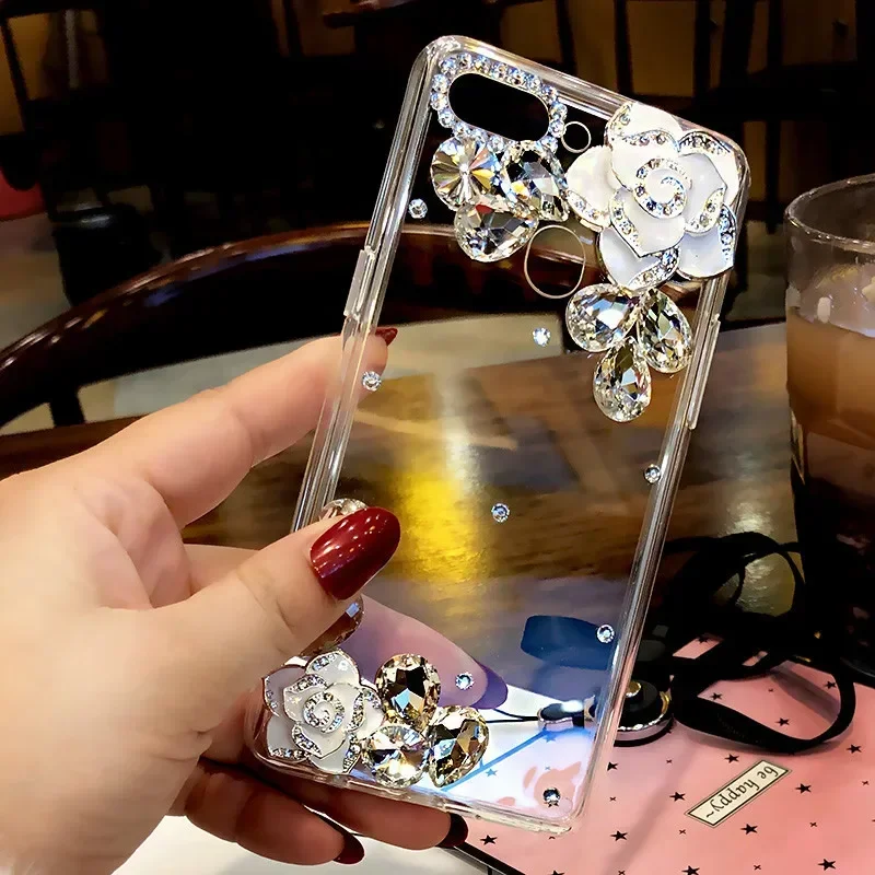 Cases For Motorola Moto Edge 30 Fushion Edge 40 Neo G53 G54 G84 5G G14 4G G51 G71 Diamond Handmade Camellia Flower Coque viv