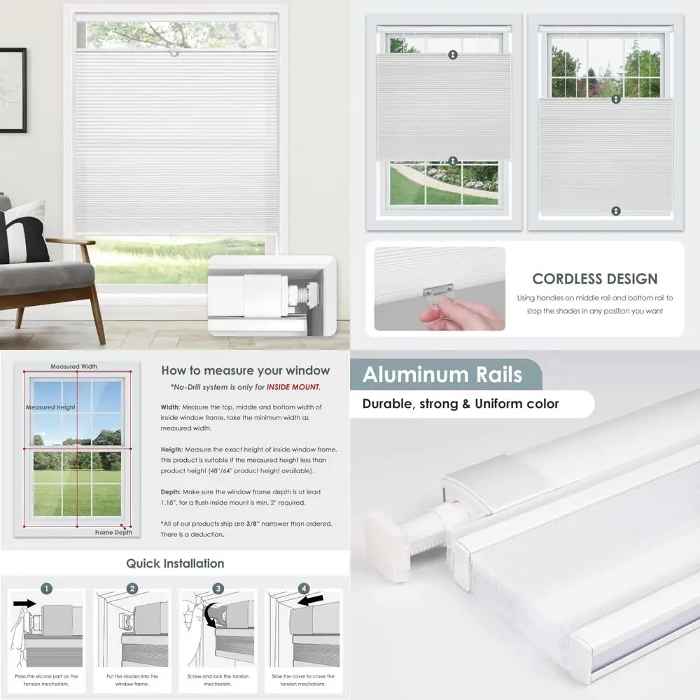 

Беспроводные сотовые абажуры, нижняя часть сверху, светофильтрация, сотовая конструкция для дома, простая установка, инструменты не требуется.