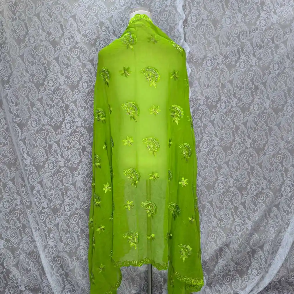 100% Cotton Embroidered Muslim Shawl, 2.2*1.1m Large Floral Design, Breathable Headscarf for African Market Bulk Order 3