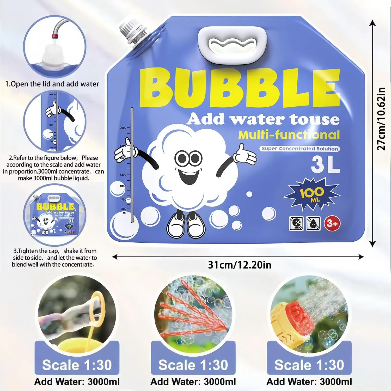 Solución de burbujas concentrada, recambios de burbujas de 304 oz, solución de burbujas concentrada para máquinas de burbujas, varitas gigantes y sopladores