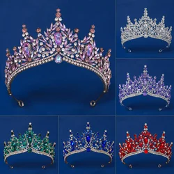 11 Colors Baroque Luxury Big Water Drop Crystal Tiara For Women Wedding Girls Birthday Party Elegant Crown Hair Accessories