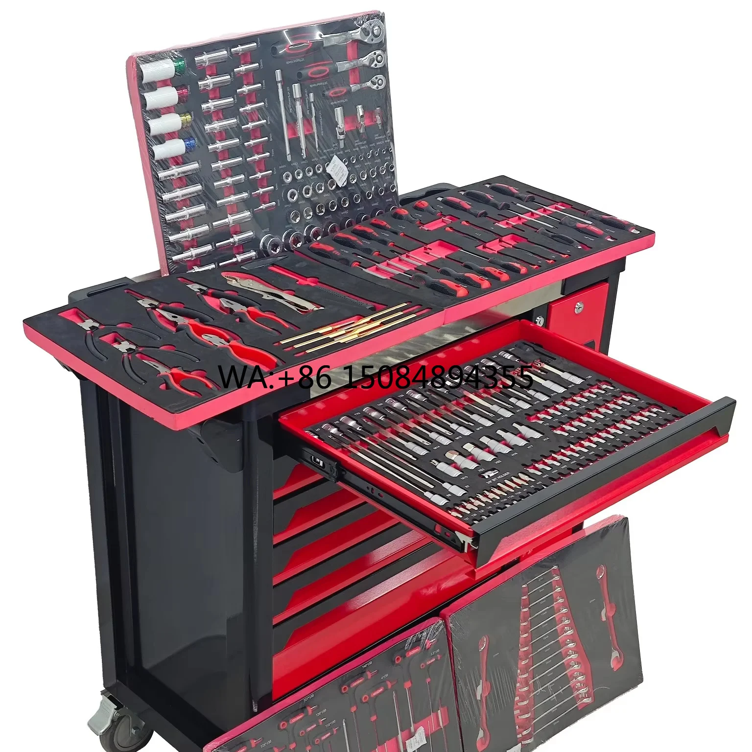 

Multi-functional High Quality Portable Rolling Tool Cart High Load Capacity Trolley Roller Cabinet With 258 Pcs Hand Tool Set