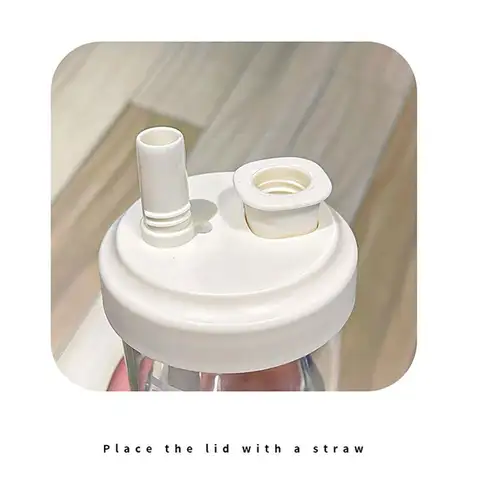 फैशन 500/850ml ग्लास कप ड्रिंकवेयर पारदर्शी सिप्पी कप बड़ी क्षमता वाला अंग्रेजी अक्षर स्ट्रॉ कप बबल टी कॉफ़ी 10 best sales बोबा कप - №4