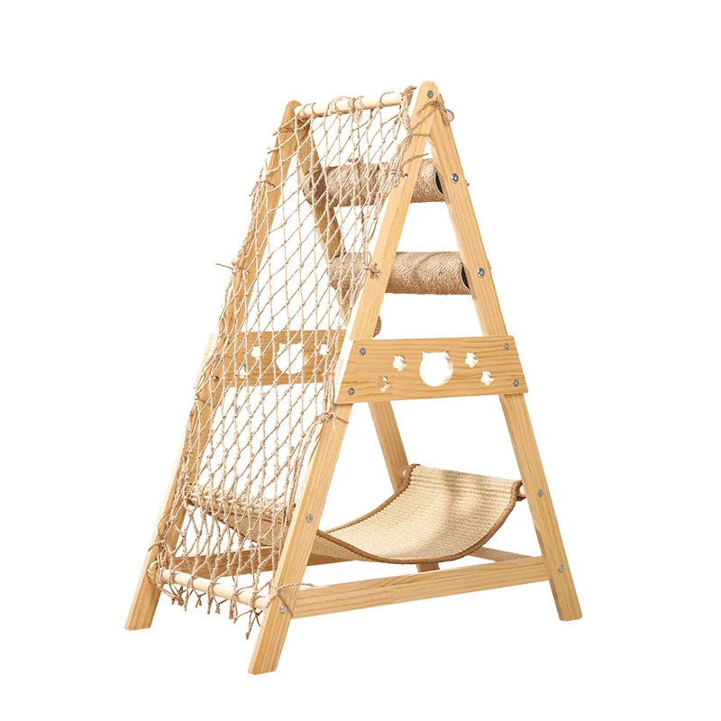 

New Large Climbing Net Cat Climbing Frame Wooden Cat Nest Hammock Bed Suitable For Playing And Sleeping Together