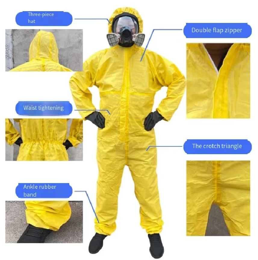 Traje de protección química, mono, productos químicos peligrosos, ropa de protección de trabajo resistente a líquidos, ácido sulfúrico y álcalis