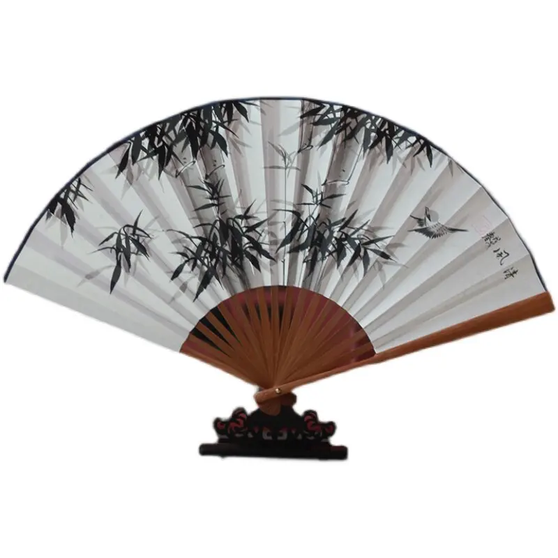 

Ancient Style Folding Fan Double-sided Antique Xuan Paper Hand Painting Fans Photography Hanfu Qipao Dance Show Hand Fan Summer