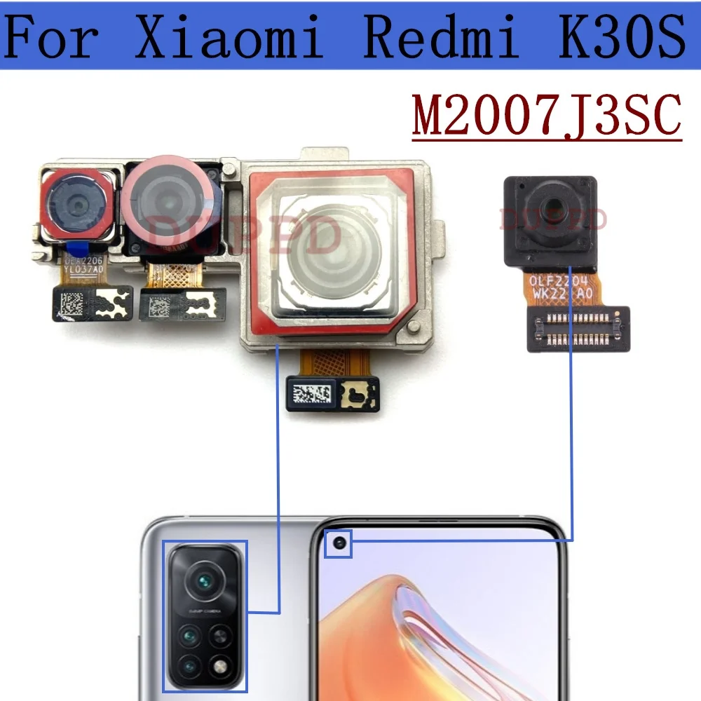 K30S Front Rear Camera For Xiaomi Redmi K30S M2007J3SC Back Wide Macro Camera Module Flex Replacement Parts