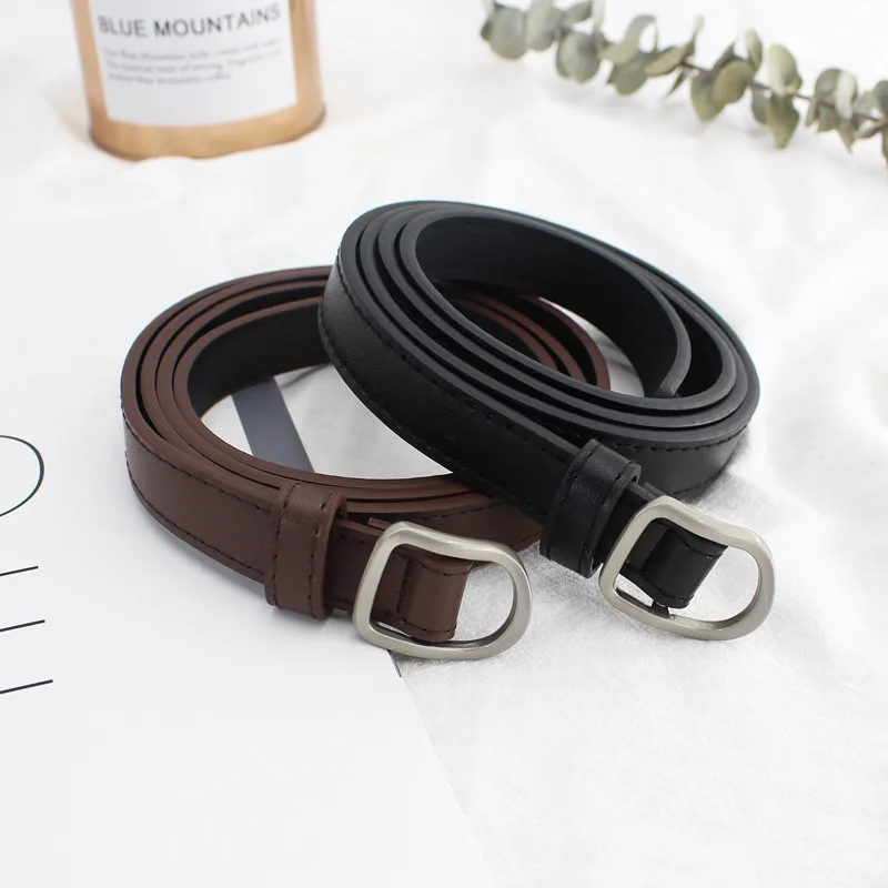 

Ins Wind Thin Jeans Belt Punch-free Korea D-shaped Japanese Word Buckle Belt Female Non-porous Belt Student