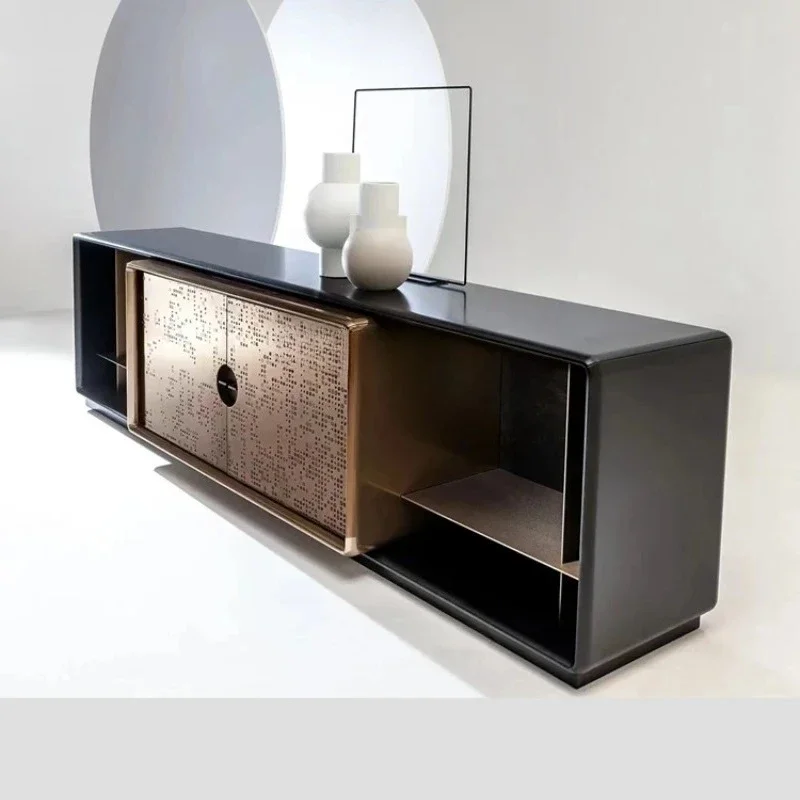 

Italian light luxury TV cabinet solid wood new Chinese entrance floor locker relief decorative cabinet