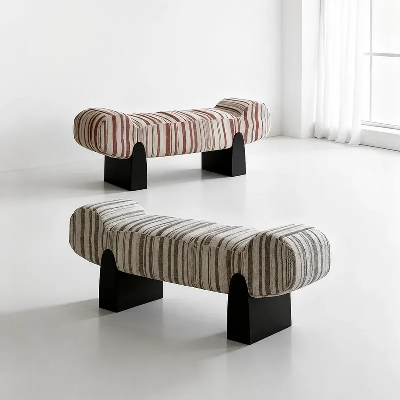Simple Modern Solid Wood Fabric Sofa Stool Shoe Changing Bench Bedroom Bedside Seat Household Cloakroom Entryway Footrest