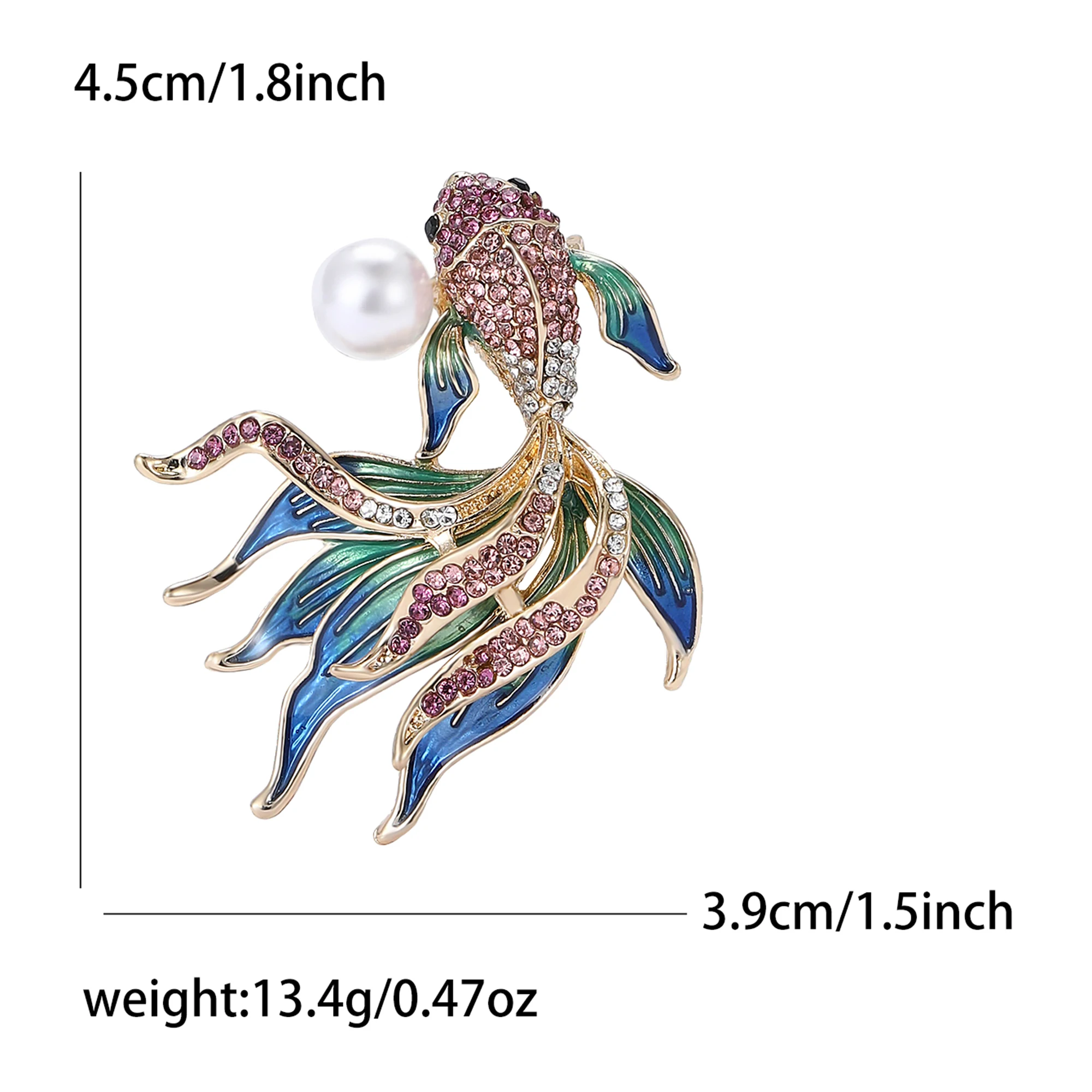 Rhinestone goldfish brooches for women unisex pearl aquatic creature Pins Office Party Friend Gifts Jewelry Accessories image 4