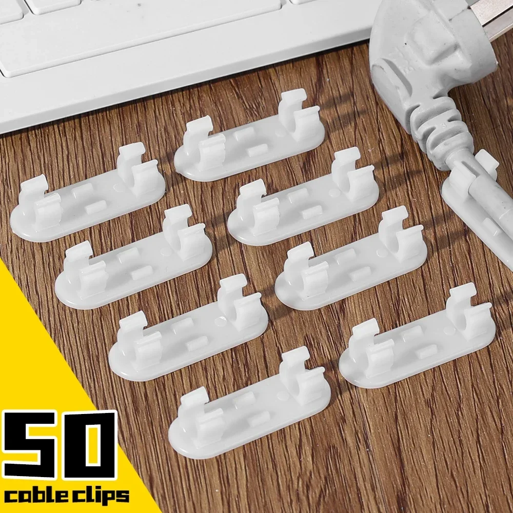 50/1Pcs Self Adhesive Cable Clips Cord Organizers Holder Desktop Cable Winder Tidy Management for TV Earphone Mouse Wire Fixer