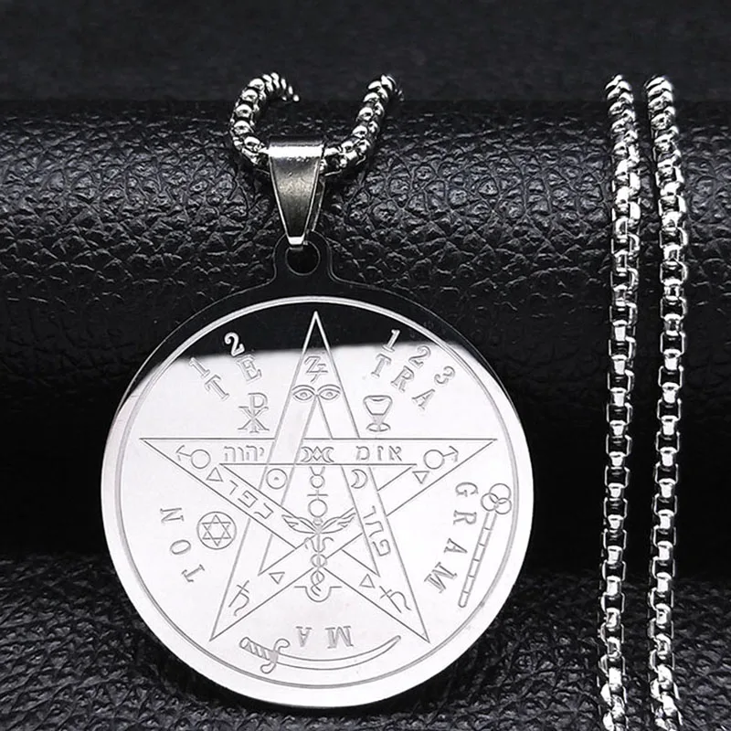 Zeven Aartsengelen Amulet Rvs Kettingen Mannen Zegel van Solomon Talisman Ketting Bescherming Sieraden kraag hombre N1162S2 - afbeelding 1