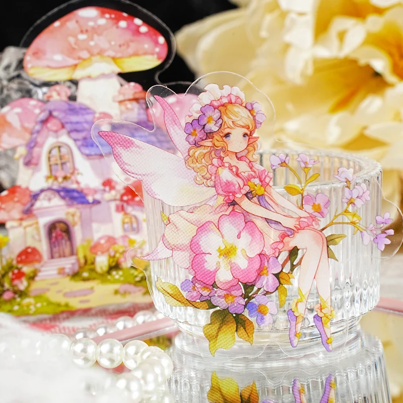 12 عبوة/مجموعة ملصق PET مزخرف لطيف وجميل من سلسلة The Song of Flower Fairy #2