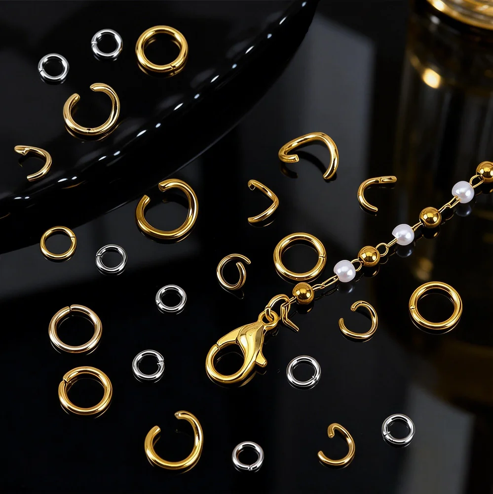 

100pcs/lot Stainless Steel Jump Ring 3-8 mm Gold & Steel Plated Split Rings for DIY Jewelry Making Chains Connectors Accessories