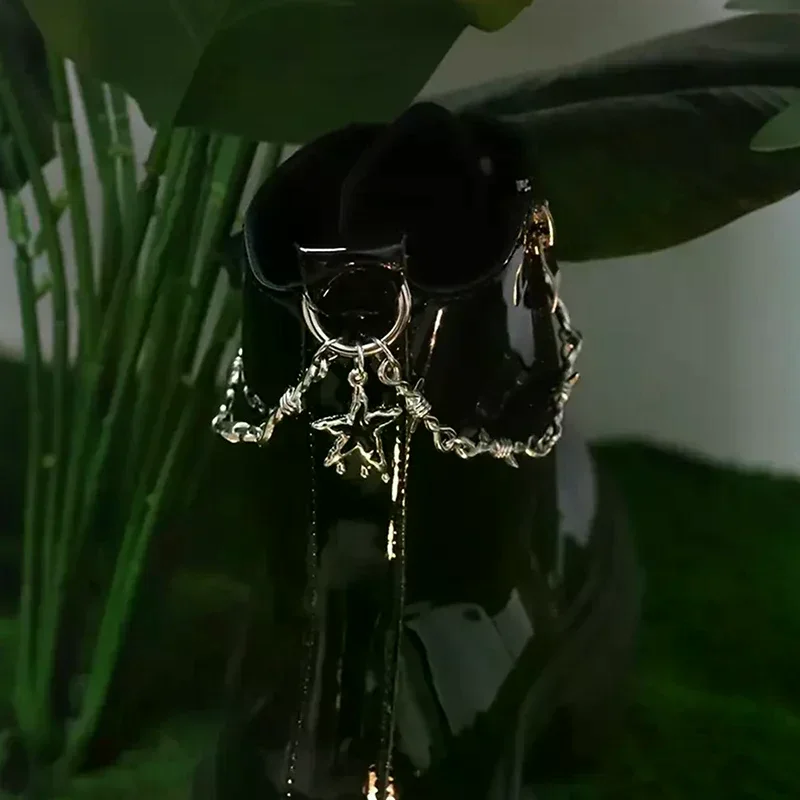1pc Retro Gothic Punk Detachable Double Thorn Shoe Decor Chain Easy-Release Buckle Mechanism Ideal DIY Fashion Accessory
