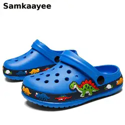 3-8y Kids Mules & Clogs Summer Children Sandals Girls Boys Garden Shoes Soft Sole Non-slip Slippers Baby Cartoon Dinosaur Slides