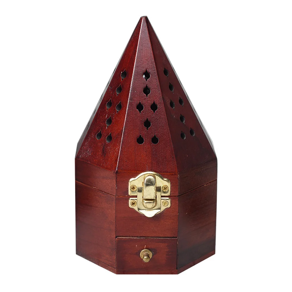 

Manual Aromatherapy Box Incense Holder Frankincense Burner Wooden Pyramid Cone Creative Censer Holders