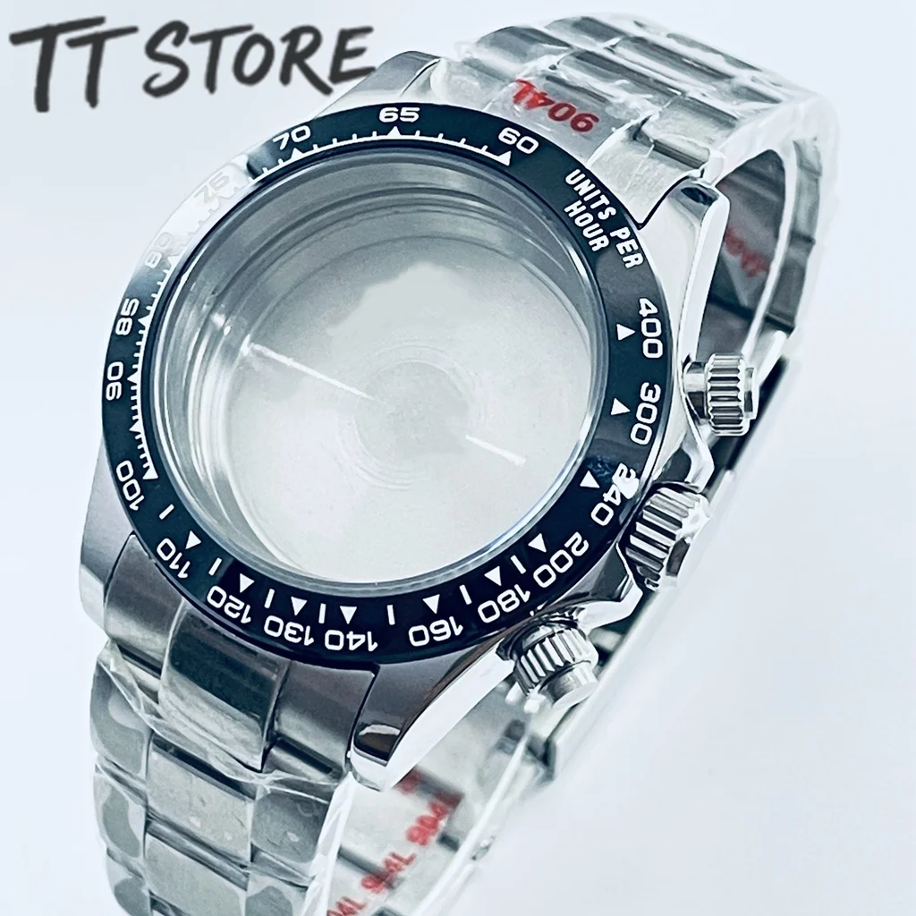 Wasserdichtes 40-mm-Saphirglas-Uhrenzubehör, 904L Edelstahl-Uhrenarmband, kompatibel mit VK63 VK63A Uhrwerken