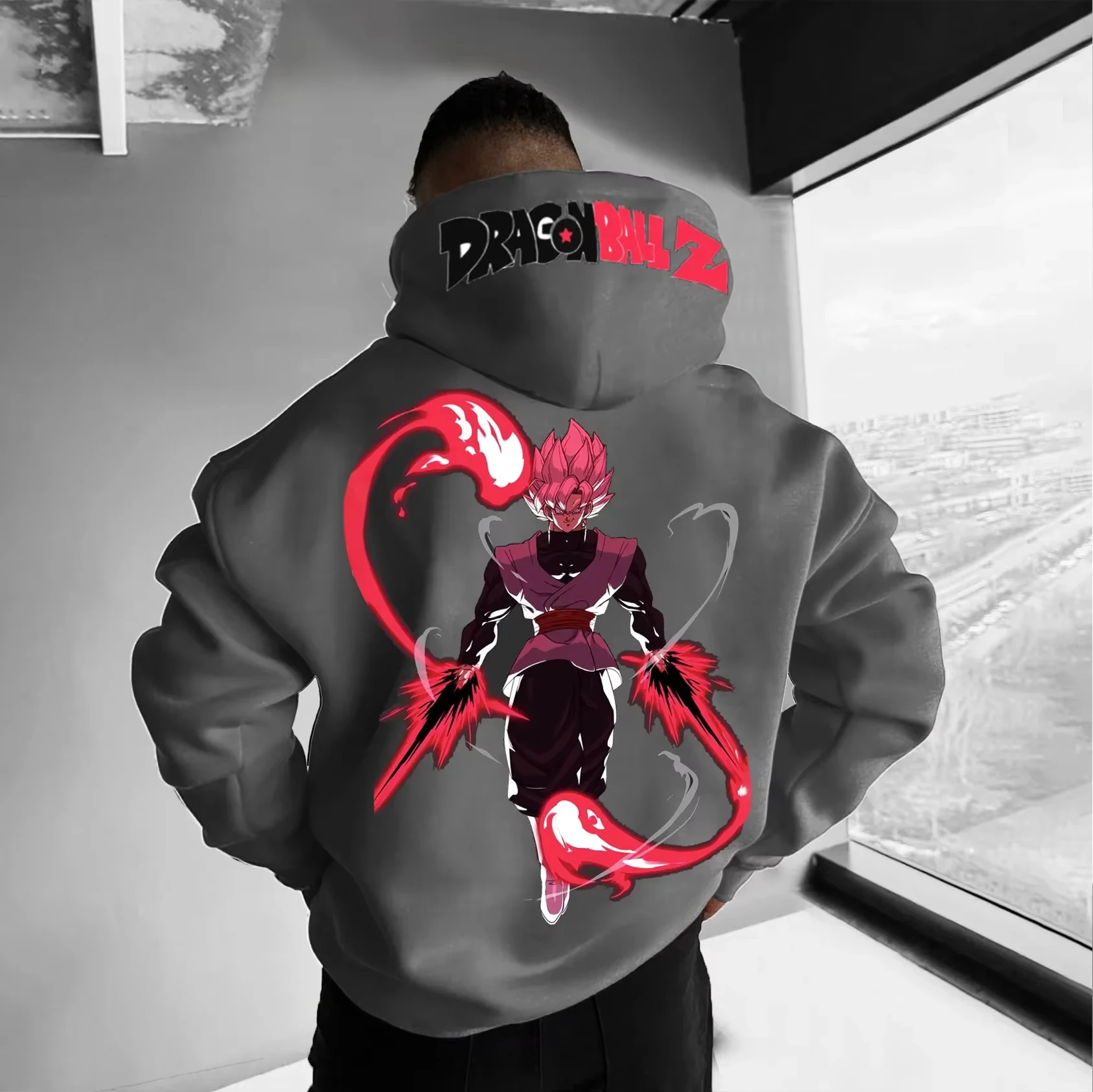 

2025 Dragon Ball Animation Peripheral Printed Versatile Sweater Autumn and Winter Men's and Women's Loose Hooded Sweater