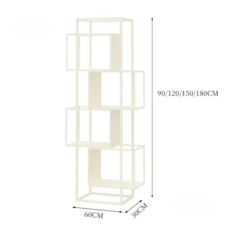 

Nordic Iron Art Book Shelf Display Stand for Home Living Room Bookcase Vertical Minimalist Cream Style Bookshelf Storage Rack