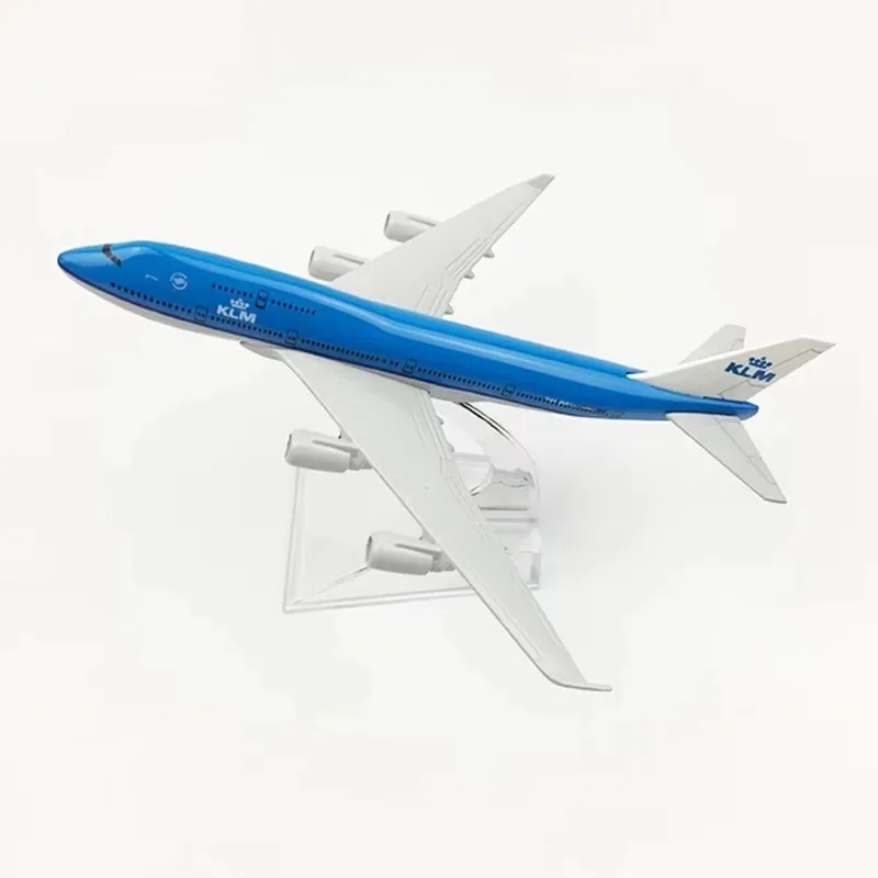 16CM 1:400 Scale 747 Alloy Metal Aircraft Model KLM Netherlands B747-400 with Aircraft Stand Collectible Gift Display Model