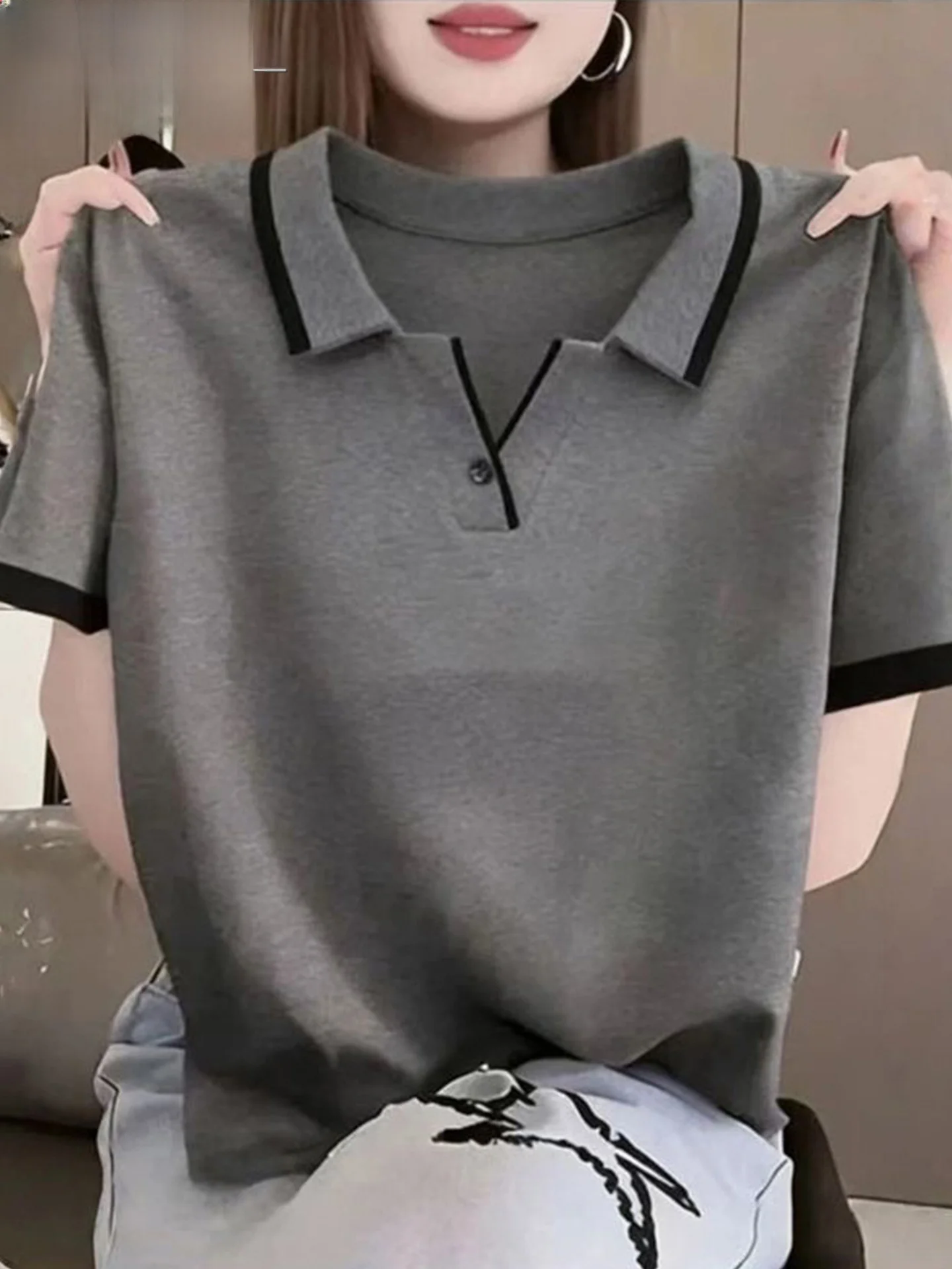 Camiseta Casual de Algodão Puro TUCANO para Mulheres, Manga Curta, Colarinho Fino, Verão, Respirável, Com Tecnologia de Contr...