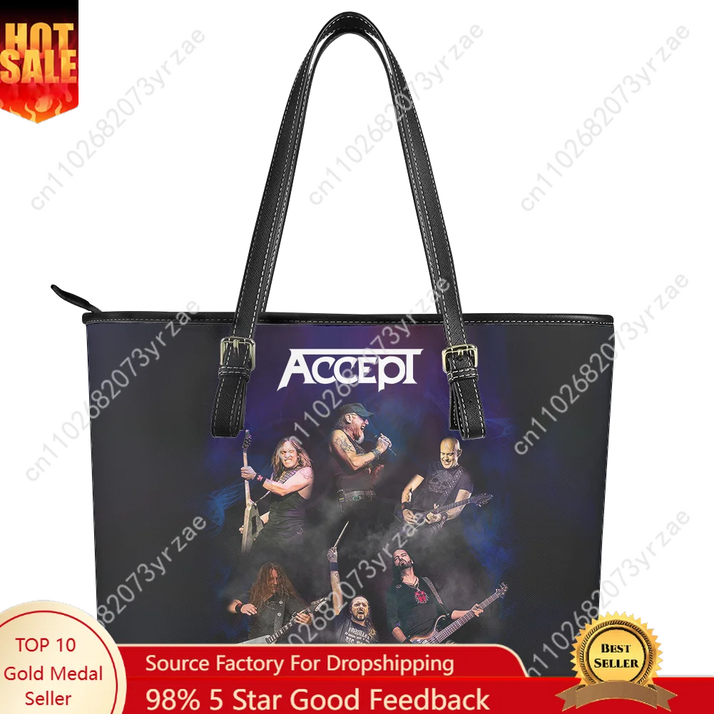 

Accept Band Handbag Womens Mens Personalized Tote Bag Fashion Shoulder Bag Business Commuter Leather Purse Custom Grocery Bag
