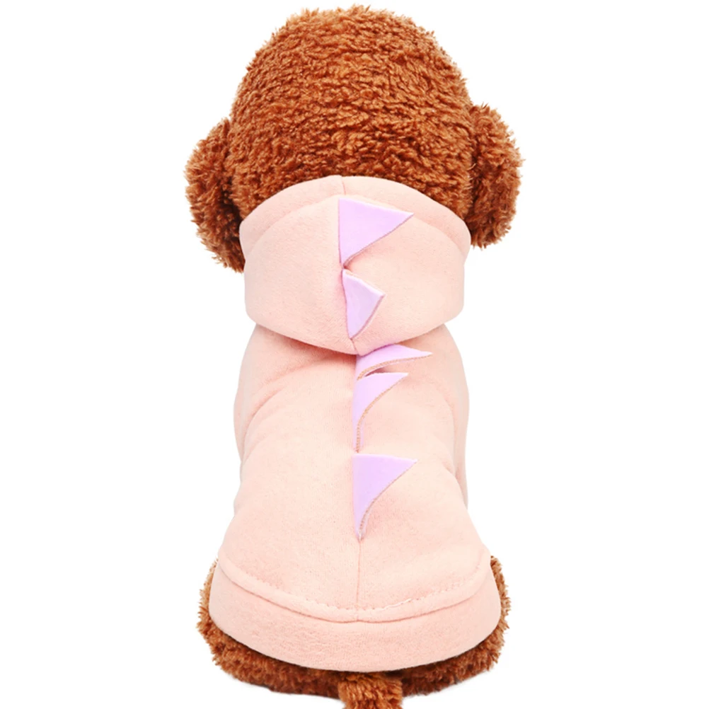 

Adorable Pet Dinosaur Costume Hooded Dog Coat Warm Cotton Puppy Clothes For Halloween Autumn Spring (Pink Size) Stylish Canine