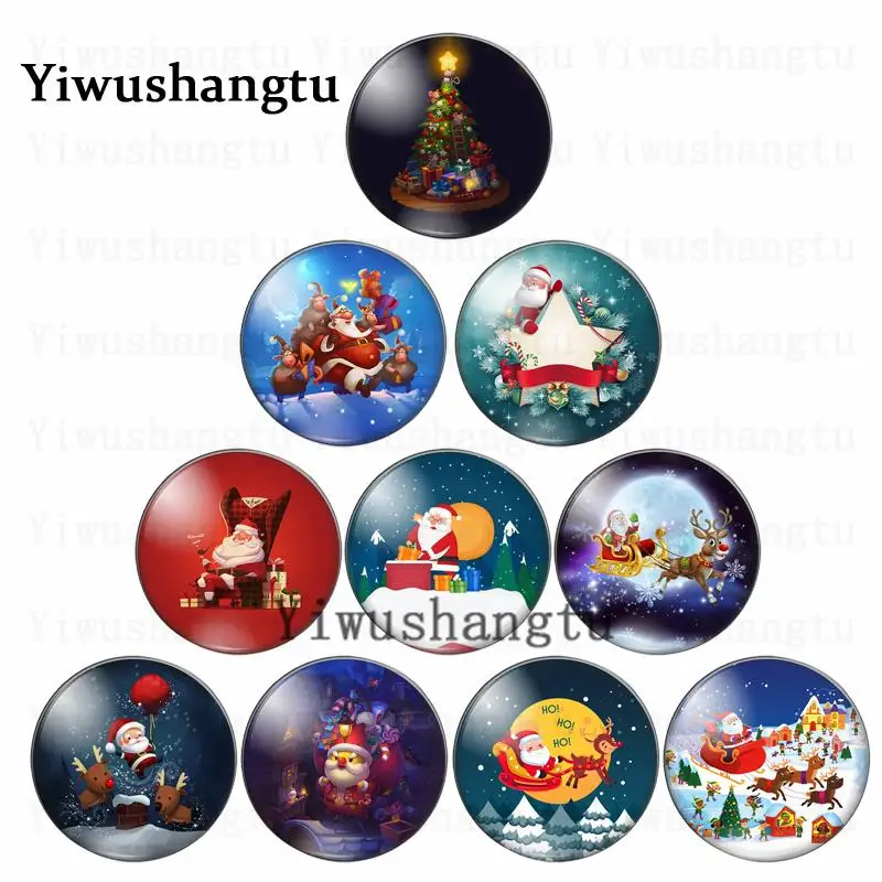 Merry chirstmas best wishes and gift 12mm/20mm/25mm/30mm Round photo glass cabochon demo flat back Making findings