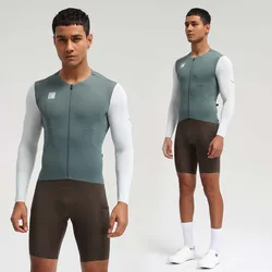 Santic Men's Cycling Jerseys Summer Breathable Long Sleeve Sports Shirt Bicycle Sports Cycling Jerseys Quick Dry WM24C01173