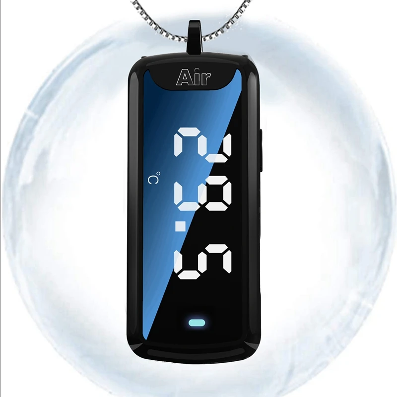 2X 120 مليون الأيونات السالبة الرقبة تنقية الهواء الشخصية يمكن ارتداؤها صغيرة محمولة درجة الحرارة قابلة للقياس لتنقية الهواء