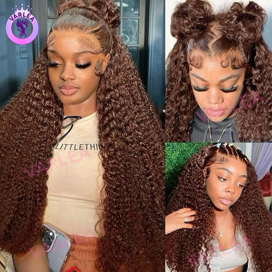 

Chocolate Brown Deep Wave 13x4 13x6 Hd Lace Frontal Wig 100% Human Hair Pre Plucked Water Wave Brown Human Hair Wig Curly Wigs