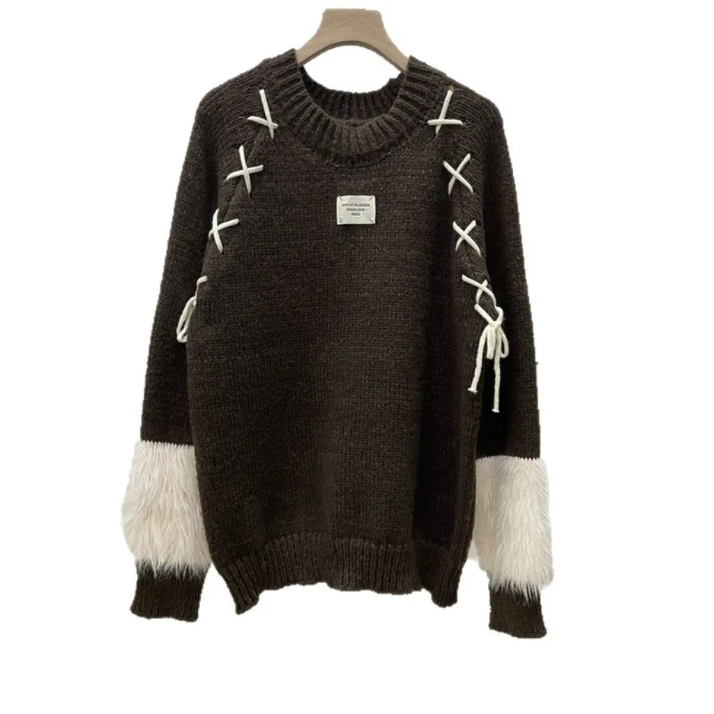 

Korean Women's Autumn Winter Sweater Sweet Knitted Pullover Versatile Lazy Style Fashionable Cardigan for Ladies