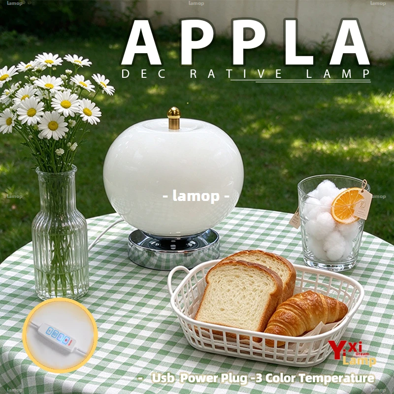Cute Little Apple Table Lamp Ornaments Bedroom Advanced Bedside Lamp Nightlight Ornaments Birthday Wedding Gift