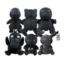 20cm graffiti preto pikachu anime pokemon bulbasaur charmander psyduck snorlax squirtle mew brinquedos de pelúcia figura bonecas presentes da criança