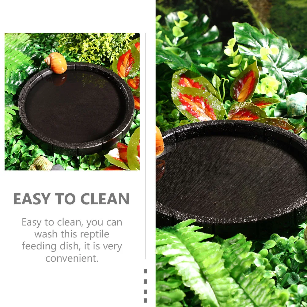 

4pcs Pet Water Dishes Reptile Bowls for Turtle Geckos Snakes Food Container Black Basin Easy Clean Durability High Quality